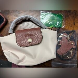 Longchamp Mini Bag in Cream and Brown